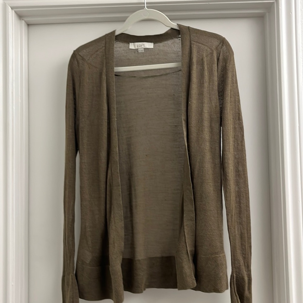 Army green sheer cardigan